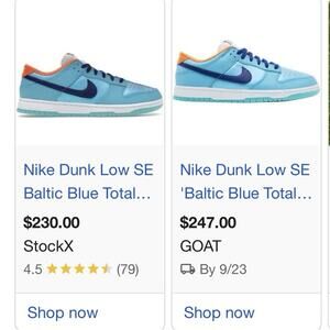 Mens Size 10nike Baltic Blue Deep Dunk Low Se